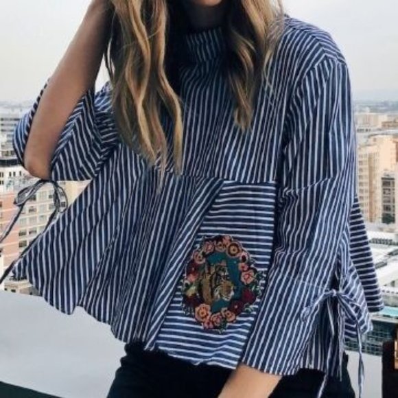 Pinstripe Tiger Blouse - Picture 1 of 11